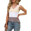 imageSAMPEEL Tank Tops for Women Summer Trendy V Neck Tops Shiny Trim Loose Fit Casual Sleeveless Shirts Fashion 2025Multicolor Apricot