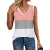 imageSAMPEEL Tank Tops for Women Summer Trendy V Neck Tops Shiny Trim Loose Fit Casual Sleeveless Shirts Fashion 2025Multicolor Coral