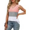 imageSAMPEEL Tank Tops for Women Summer Trendy V Neck Tops Shiny Trim Loose Fit Casual Sleeveless Shirts Fashion 2025Multicolor Coral