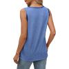 imageSAMPEEL Tank Tops for Women Summer Trendy V Neck Tops Shiny Trim Loose Fit Casual Sleeveless Shirts Fashion 2025Ocean Blue