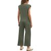 imageSAMPEEL Two Piece Sets for Women Casual Travel Vacation Outfits Summer Wide Leg Crop Pants Lounge SetsGreen