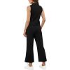 imageSAMPEEL Two Piece Sets for Women Summer Outfits Lounge Sets Mock Neck Tops Wide Leg Crop Pants Vacation Travel OutfitsBlack