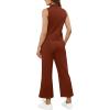 imageSAMPEEL Two Piece Sets for Women Summer Outfits Lounge Sets Mock Neck Tops Wide Leg Crop Pants Vacation Travel OutfitsCaramel