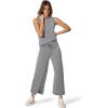 imageSAMPEEL Two Piece Sets for Women Summer Outfits Lounge Sets Mock Neck Tops Wide Leg Crop Pants Vacation Travel OutfitsGray