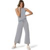 imageSAMPEEL Two Piece Sets for Women Summer Outfits Lounge Sets Mock Neck Tops Wide Leg Crop Pants Vacation Travel OutfitsLight Gray