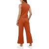 imageSAMPEEL Two Piece Sets for Women Summer Outfits Lounge Sets Mock Neck Tops Wide Leg Crop Pants Vacation Travel OutfitsOrange