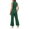 imageSAMPEEL Two Piece Sets for Women Summer Outfits Lounge Sets Mock Neck Tops Wide Leg Crop Pants Vacation Travel OutfitsPeacock Green