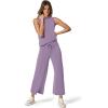 imageSAMPEEL Two Piece Sets for Women Summer Outfits Lounge Sets Mock Neck Tops Wide Leg Crop Pants Vacation Travel OutfitsPurple