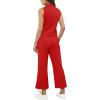 imageSAMPEEL Two Piece Sets for Women Summer Outfits Lounge Sets Mock Neck Tops Wide Leg Crop Pants Vacation Travel OutfitsRed