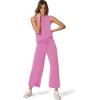 imageSAMPEEL Two Piece Sets for Women Summer Outfits Lounge Sets Mock Neck Tops Wide Leg Crop Pants Vacation Travel OutfitsRose Pink