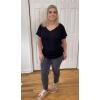 imageSAMPEEL Womens Summer Dolman Sleeve V Neck Casual Tops TshirtsBlack