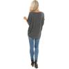 imageSAMPEEL Womens Summer Dolman Sleeve V Neck Casual Tops TshirtsDark Grey