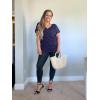 imageSAMPEEL Womens Summer Dolman Sleeve V Neck Casual Tops TshirtsNavy Blue