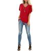 imageSAMPEEL Womens Summer Dolman Sleeve V Neck Casual Tops TshirtsRed