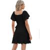 imageSAMPEEL Womens Summer Dresses Square Neck Puff Sleeve Tie Waist Short DressBlack