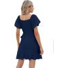 imageSAMPEEL Womens Summer Dresses Square Neck Puff Sleeve Tie Waist Short DressBlue