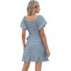 imageSAMPEEL Womens Summer Dresses Square Neck Puff Sleeve Tie Waist Short DressFloral Blue