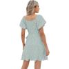 imageSAMPEEL Womens Summer Dresses Square Neck Puff Sleeve Tie Waist Short DressFloral Green Dot