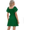 imageSAMPEEL Womens Summer Dresses Square Neck Puff Sleeve Tie Waist Short DressGreen