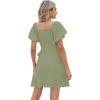 imageSAMPEEL Womens Summer Dresses Square Neck Puff Sleeve Tie Waist Short DressMoss