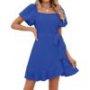 imageSAMPEEL Womens Summer Dresses Square Neck Puff Sleeve Tie Waist Short DressRoyal Blue