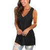 imageSAMPEEL Womens Summer Tank Tops Basic Tanks V Neck Sleeveless T Shirts Side Split101tank Black