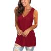 imageSAMPEEL Womens Summer Tank Tops Basic Tanks V Neck Sleeveless T Shirts Side Split102tank Burgundy