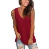 imageSAMPEEL Womens Summer Tank Tops Basic Tanks V Neck Sleeveless T Shirts Side Split102tank Burgundy