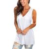imageSAMPEEL Womens Summer Tank Tops Basic Tanks V Neck Sleeveless T Shirts Side Split103tank White