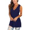 imageSAMPEEL Womens Summer Tank Tops Basic Tanks V Neck Sleeveless T Shirts Side Split107navy