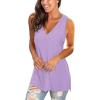 imageSAMPEEL Womens Summer Tank Tops Basic Tanks V Neck Sleeveless T Shirts Side Split110lavender