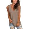 imageSAMPEEL Womens Summer Tank Tops Basic Tanks V Neck Sleeveless T Shirts Side Split111khaki