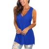 imageSAMPEEL Womens Summer Tank Tops Basic Tanks V Neck Sleeveless T Shirts Side Split112blue