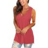 imageSAMPEEL Womens Summer Tank Tops Basic Tanks V Neck Sleeveless T Shirts Side Split114brickred