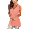 imageSAMPEEL Womens Summer Tank Tops Basic Tanks V Neck Sleeveless T Shirts Side Split117coral