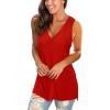 imageSAMPEEL Womens Summer Tank Tops Basic Tanks V Neck Sleeveless T Shirts Side Split122bright Red