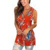 imageSAMPEEL Womens Summer Tank Tops Basic Tanks V Neck Sleeveless T Shirts Side Split129coral Print
