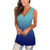 imageSAMPEEL Womens Summer Tank Tops Basic Tanks V Neck Sleeveless T Shirts Side Split131tank Ombreblue
