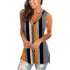 imageSAMPEEL Womens Summer Tank Tops Basic Tanks V Neck Sleeveless T Shirts Side Split171black Wave Stripe