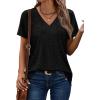 imageSAMPEEL Womens Summer Tops Trendy 2025 Eyelet Crossed V Neck T Shirts Loose Casual Short Sleeve Tshirts Shirts FashionAll Black