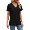imageSAMPEEL Womens Summer Tops Trendy 2025 Eyelet Crossed V Neck T Shirts Loose Casual Short Sleeve Tshirts Shirts FashionAll Black