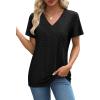 imageSAMPEEL Womens Summer Tops Trendy 2025 Eyelet Crossed V Neck T Shirts Loose Casual Short Sleeve Tshirts Shirts FashionAll Black