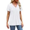 imageSAMPEEL Womens Summer Tops Trendy 2025 Eyelet Crossed V Neck T Shirts Loose Casual Short Sleeve Tshirts Shirts FashionAll White