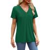 imageSAMPEEL Womens Summer Tops Trendy 2025 Eyelet Crossed V Neck T Shirts Loose Casual Short Sleeve Tshirts Shirts FashionGreen