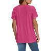 imageSAMPEEL Womens Summer Tops Trendy 2025 Eyelet Crossed V Neck T Shirts Loose Casual Short Sleeve Tshirts Shirts FashionHot Pink