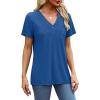 imageSAMPEEL Womens Summer Tops Trendy 2025 Eyelet Crossed V Neck T Shirts Loose Casual Short Sleeve Tshirts Shirts FashionRoyal Blue