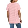 imageSAMPEEL Womens Summer Tops Trendy 2025 Eyelet Crossed V Neck T Shirts Loose Casual Short Sleeve Tshirts Shirts FashionStriped Pink