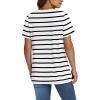 imageSAMPEEL Womens Summer Tops Trendy 2025 Eyelet Crossed V Neck T Shirts Loose Casual Short Sleeve Tshirts Shirts FashionStriped White