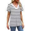 imageSAMPEEL Womens Summer Tops Trendy 2025 Eyelet Crossed V Neck T Shirts Loose Casual Short Sleeve Tshirts Shirts FashionStriped White