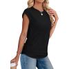 imageSAMPEEL Womens Summer Tops Trendy 2025 Ruched Cap Short Sleeve Tshirts Shirts Crew Neck T Shirts FashionAll Black